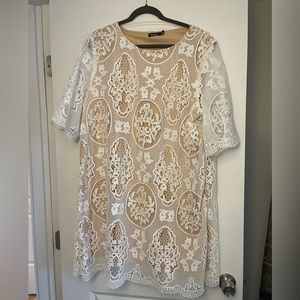 White/Nude lace shift dress